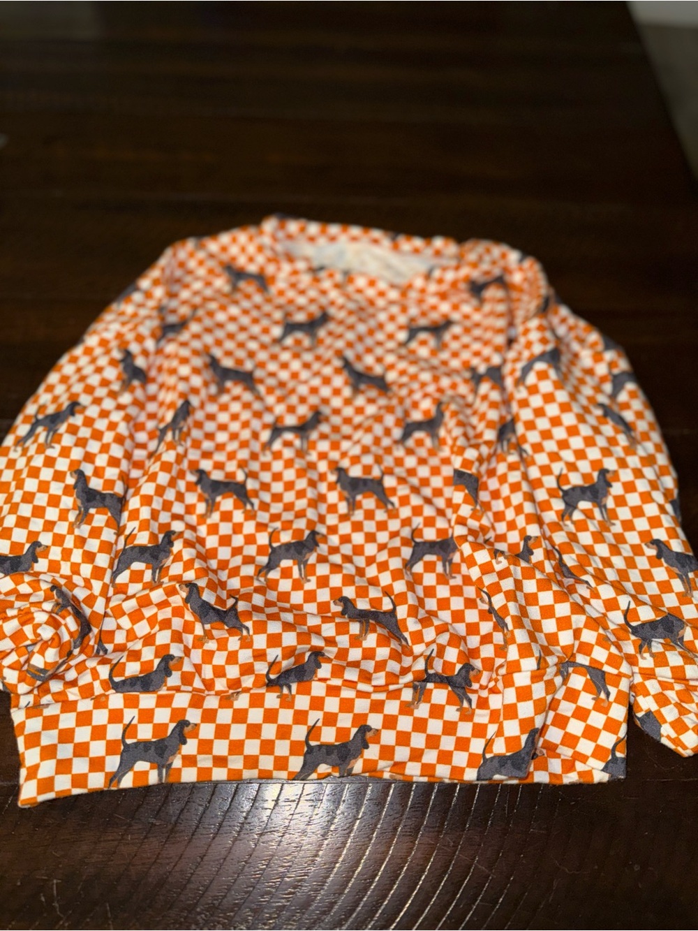 Kids Orange Check Dog Print Sweatshirt
